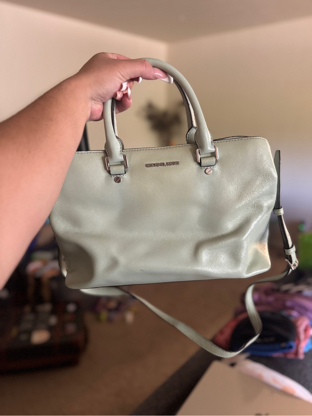 Michael Kors Pale Mint Leather Satchel